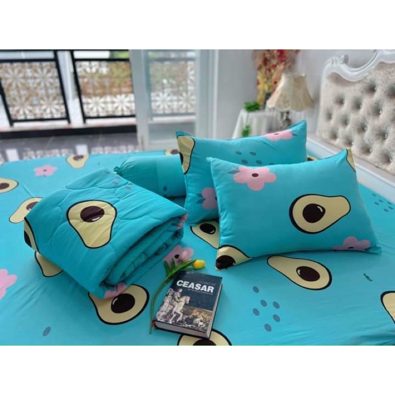 BỘ GA THUN HÀN TRẢI GIƯỜNG MẪU TRÁI BƠ SIÊU CUTE ( bộ 4 món) | BigBuy360 - bigbuy360.vn