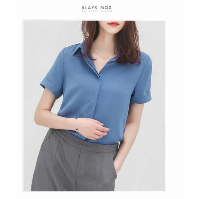 Áo Sơ Mi Nữ Tay Ngắn Vải Voan Mềm Mịn Ulzzang