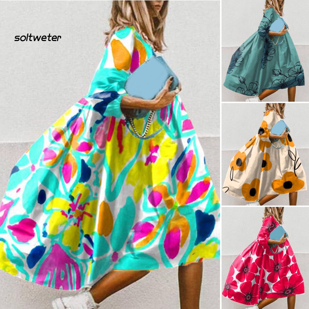 Đầm Đi Biển Tay Lửng Mềm Mại Phong Cách Boho