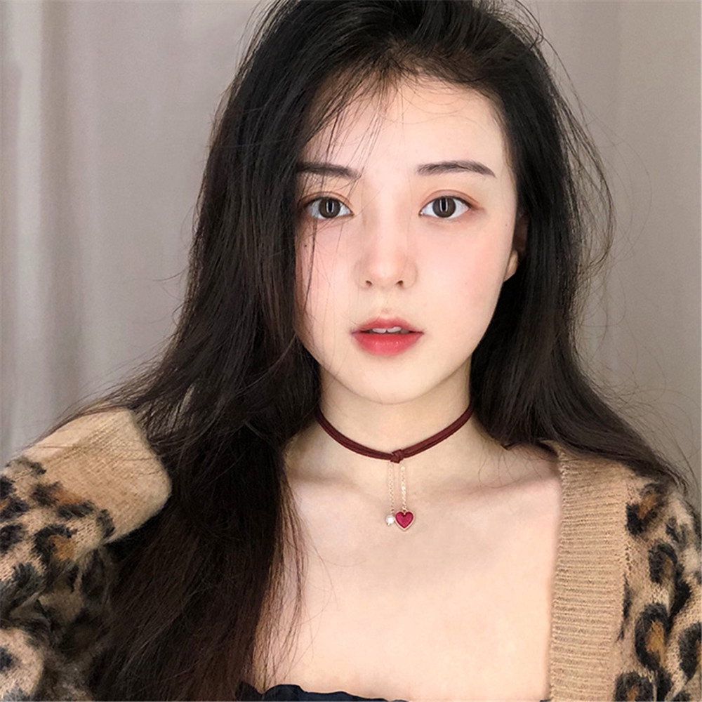 Dây Chuyền Mặt Hình Trái Tim Phong Cách Hàn Quốc Cho Nữ