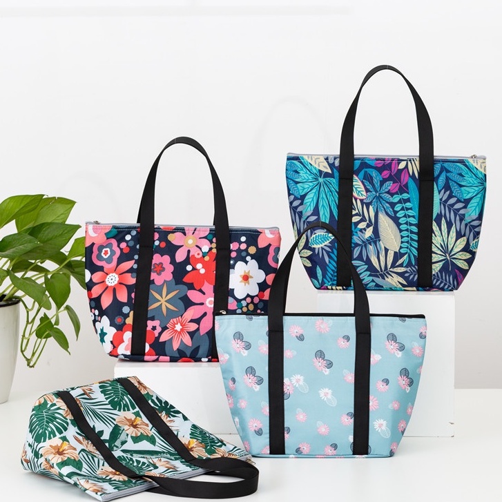 (Có ảnh thật) Túi đựng cơm giữ nhiệt Vina Bag hoạ tiết Vintage-có lót nhôm- túi rộng rãi đựng 2 hộp cơm
