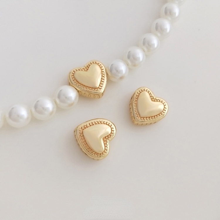 Hạt Xâu Chuỗi Bằng Đồng Mạ Vàng 14K Hình Trái Tim Nhiều Màu Sắc Dùng Làm Trang Sức diy