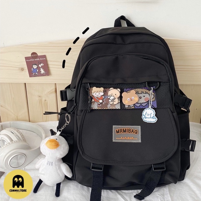 Balo đi học ulzzang siêu xinh MrMi bag Ver 2  HÀNG CÓ SẴN  2 màu đen-trắng