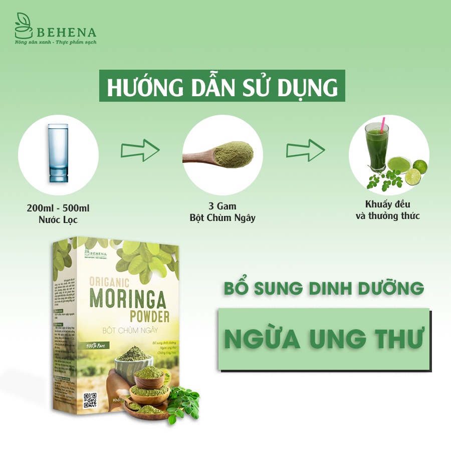 Bột Chùm Ngây cho bé ăn dặm nguyên chất organic sấy lạnh Chính Hãng Behena