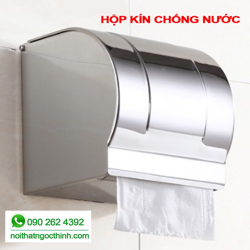 Hộp đựng giấy vệ sinh Inox 304 loại kín che chắn nước cao cấp SHG-06