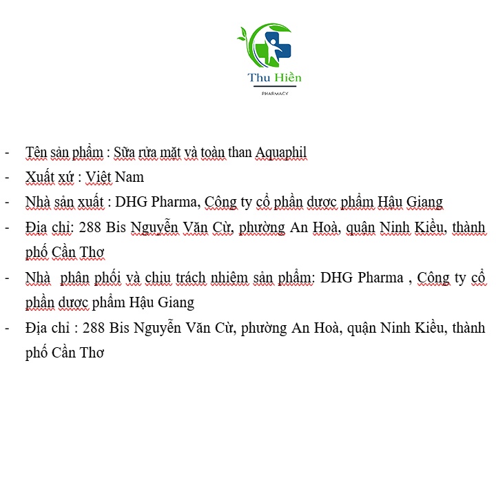 Sữa rửa mặt và toàn thân Aquaphil thích hợp dùng cho da bị mụn trứng cá