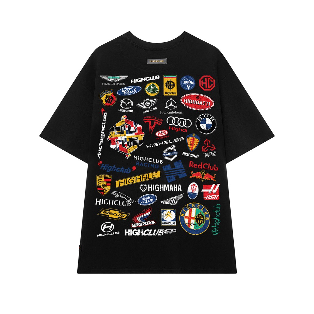 Áo Thun RACING LABELS Tay Lỡ Unisex Nam/Nữ Đen/Trắng Cổ Tròn - HIGHCLUB Brand Chính Hãng