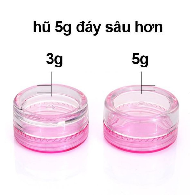 Combo 50 hũ nhựa tròn 2g 3g 5g chiết kem, mỹ phẩm nhiều mẫu