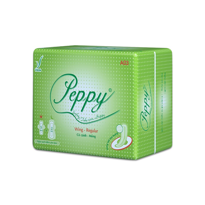 [HOT] Băng vệ sinh PEPPY A03 lưới siêu thấm, mỏng cánh kết hợp 5 miếng ngày+ 2 miếng đêm-Combo 3 gói