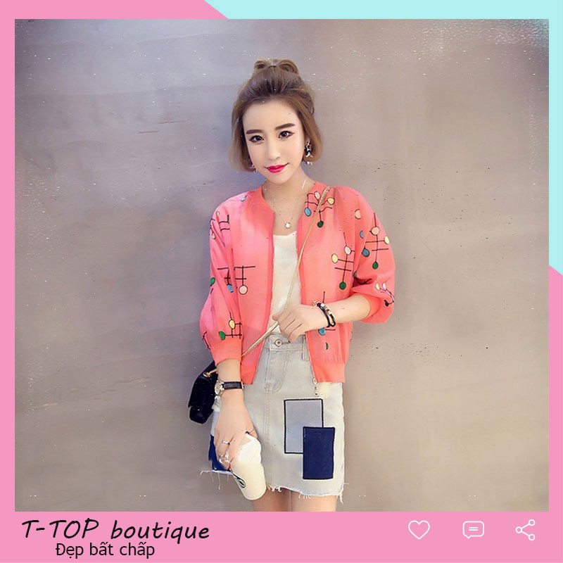 Áo khoác bomber voan họa tiết trẻ trung siêu hot - Áo khoác nữ | BigBuy360 - bigbuy360.vn