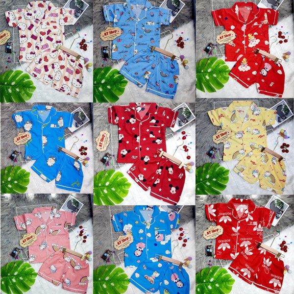 (15-32kg)💖100% vải KATE THÁI XỊN, KHÔNG PHA COTTON 💖Bộ Pijama cộc tay trẻ em 💖may viền tỉ mỉ cho bé trai, bé gái ,