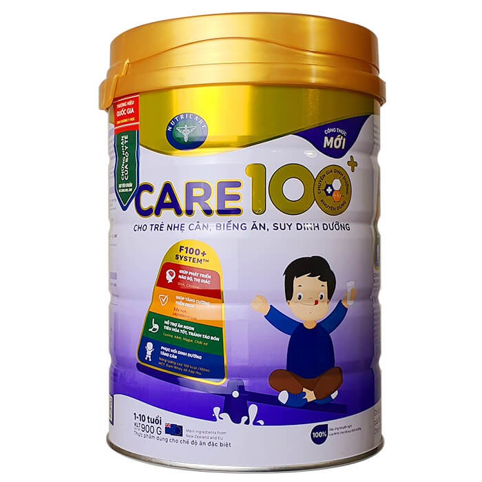 Sữa bột Care 100+ 900g Cho trẻ nhẹ cân biếng ăn suy dinh dưỡng_Duchuymilk