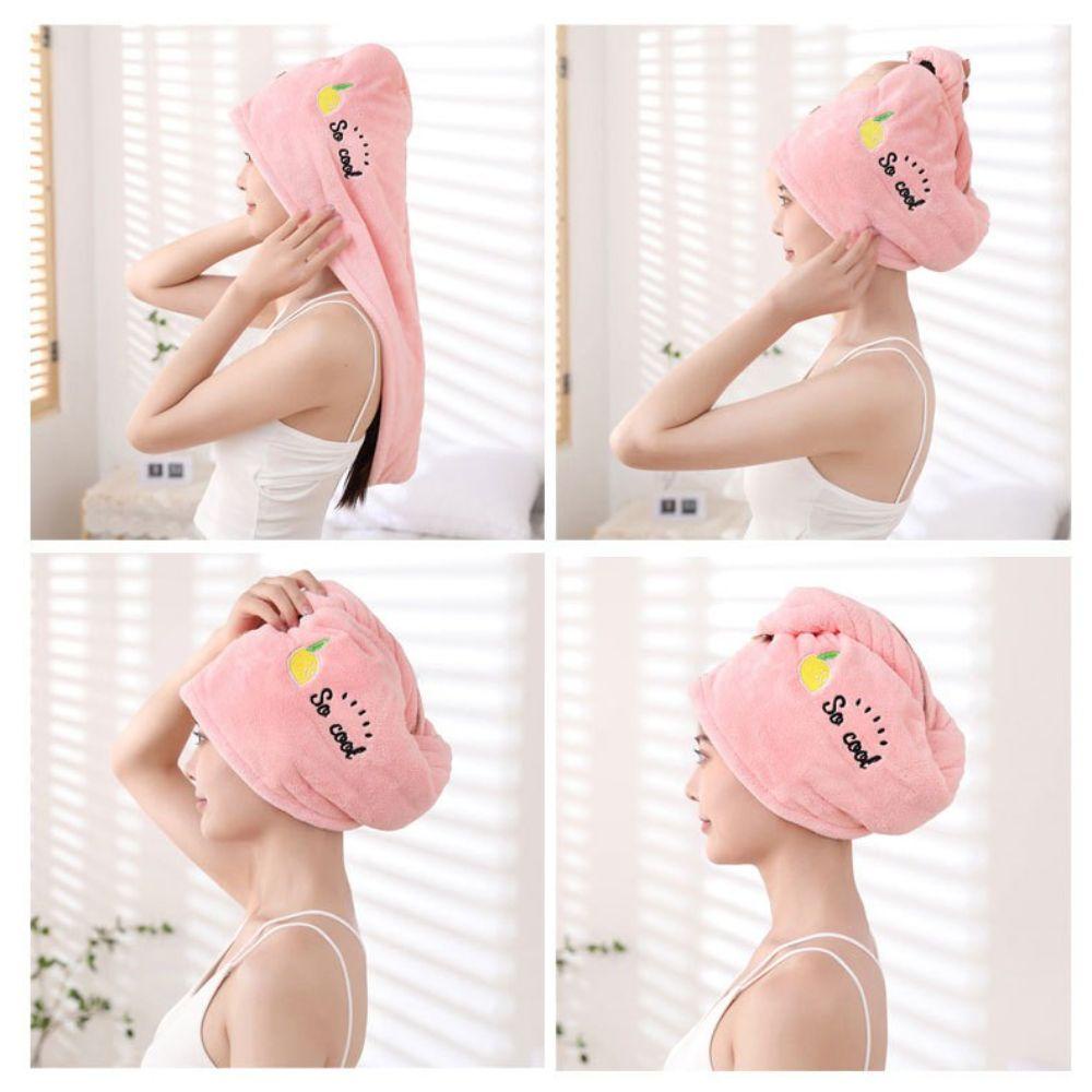 Mũ Tắm Trùm Đầu Thấm Hút Nước Nhanh Khô Bằng Lông Cừu San Hô Thêu Họa Tiết