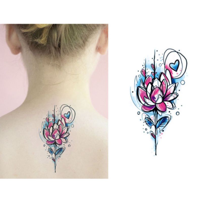 Hình xăm hoa độc đáo g05. Xăm dán tatoo mini tạm thời, size &lt;10x6cm
