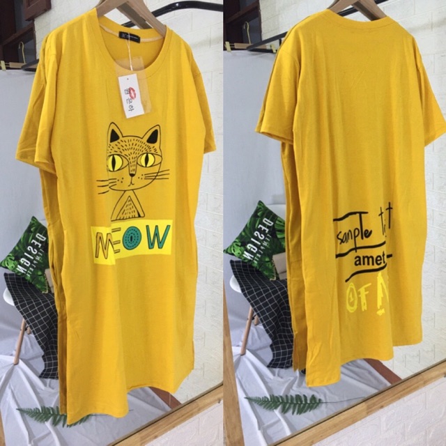 Đầm suông nữ Shynstores - váy xuông cotton tay lỡ Moev form rộng freeship