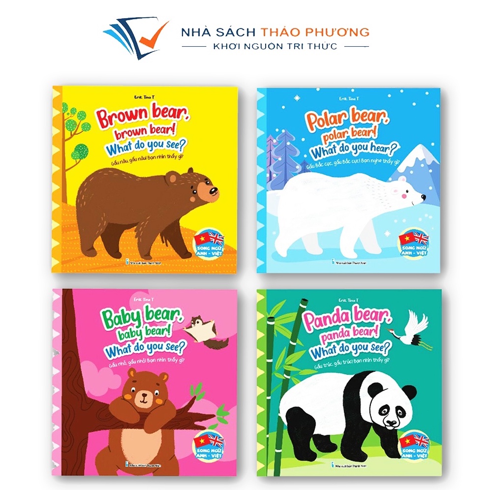 Sách - Truyện song ngữ Anh - Việt - Gấu Bắc cực, Gấu nhỏ, Gấu trúc, Gấu nâu (bộ 4 cuốn)