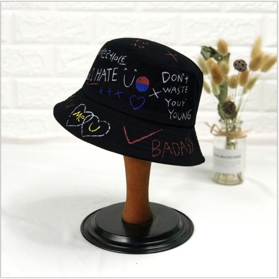 Mũ bucket nam nữ Graffiti ❤️ Nón tai bèo vành rộng chất cotton form unisex nhiều màu - N02