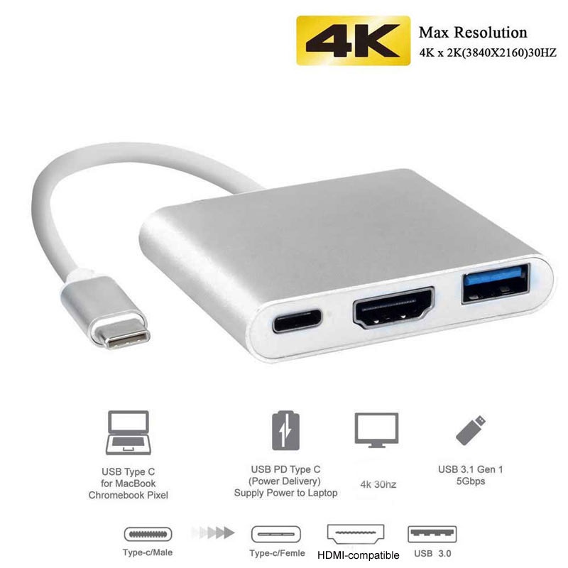 Bộ Chia 3 Cổng Usb Type C Hdmi 4k Hỗ Trợ Chế Độ Dex Với Pd Cho Macbook Pro / Air 2021