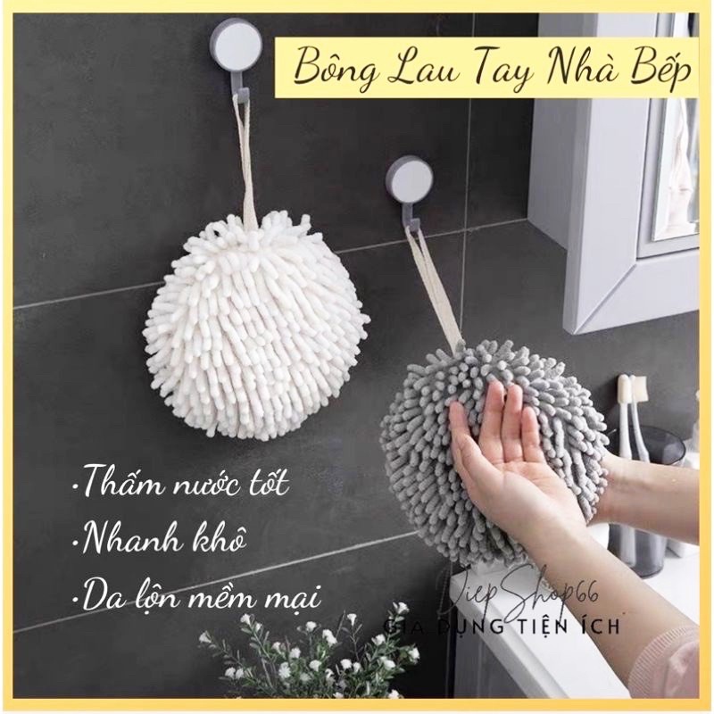 KHĂN LAU TAY TRÒN HÌNH NHÍM SIÊU THẤM HÚT CÓ MÓC TREO