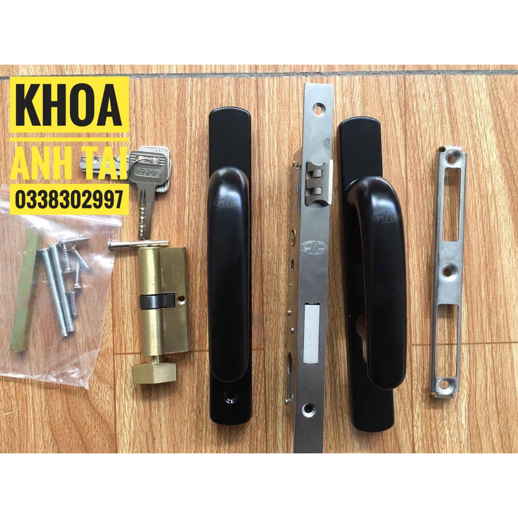 Khoá tay gạt cửa nhôm AG lắp hệ Việt Pháp 4500, hệ PMA, hệ 55, hệ 700, hệ 1000, sắt hộp 3x6, hộp 4x8