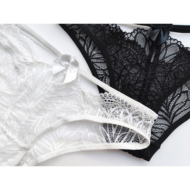 Quần Lót Ren Nữ Tàng Hình Thông Hơi Cạp Thấp Dây Hông Phối Nơ Sexy Quyến Rũ Gợi Cảm R55