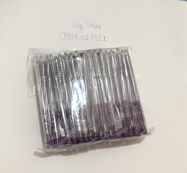 100 cây viết bi xanh, tím đầu bi 0.7mm