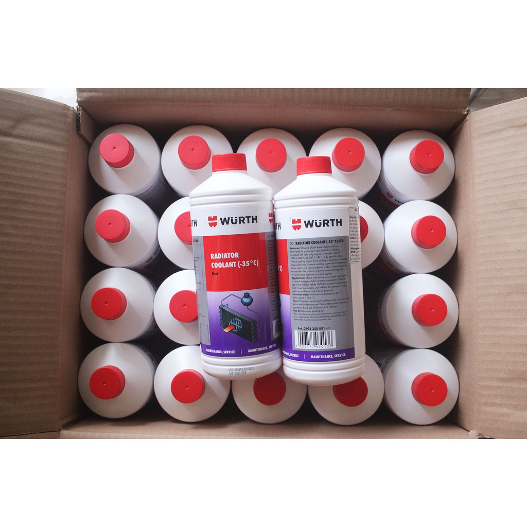Nước giải nhiệt  RED 1L Nước làm mát động cơ cao cấp Wurth Radiator Coolant