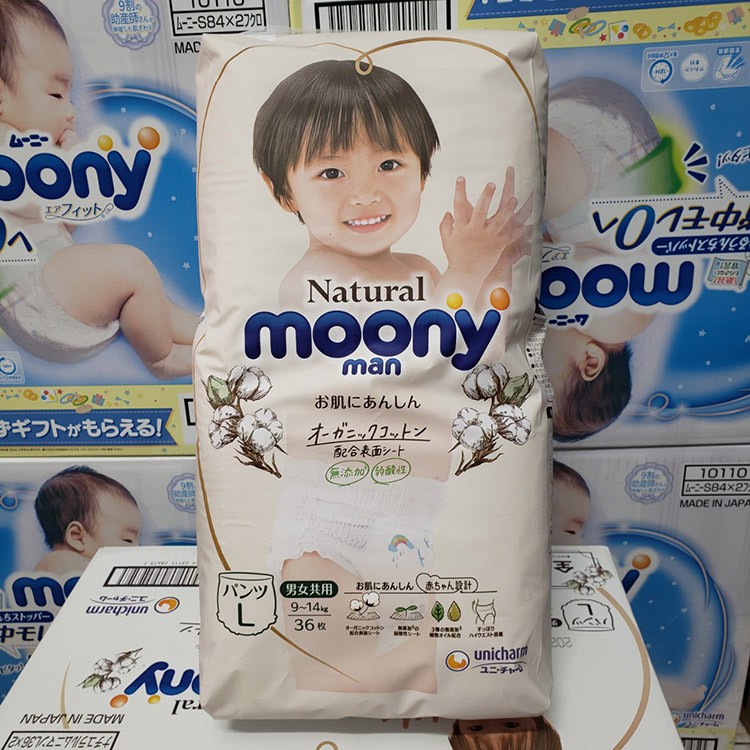 [XẢ KHO] Tã Bỉm Moony Natural Dán/Quần Nội Địa Nhật NB63/S58/M46/L38/L36/XL32