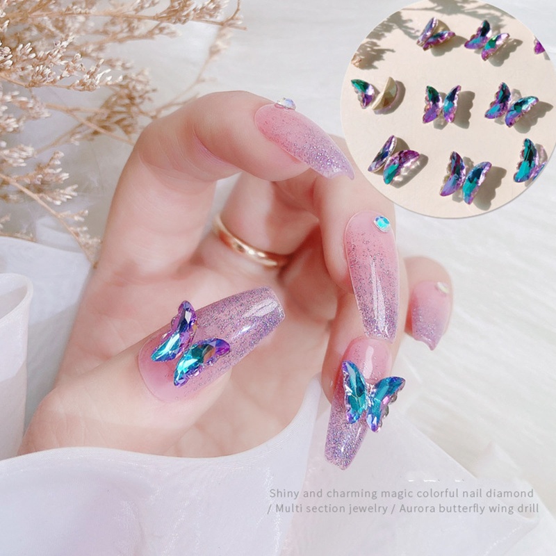 Đá Pha Lê Hình Bướm Trang Trí Móng Tay Nghệ Thuật
