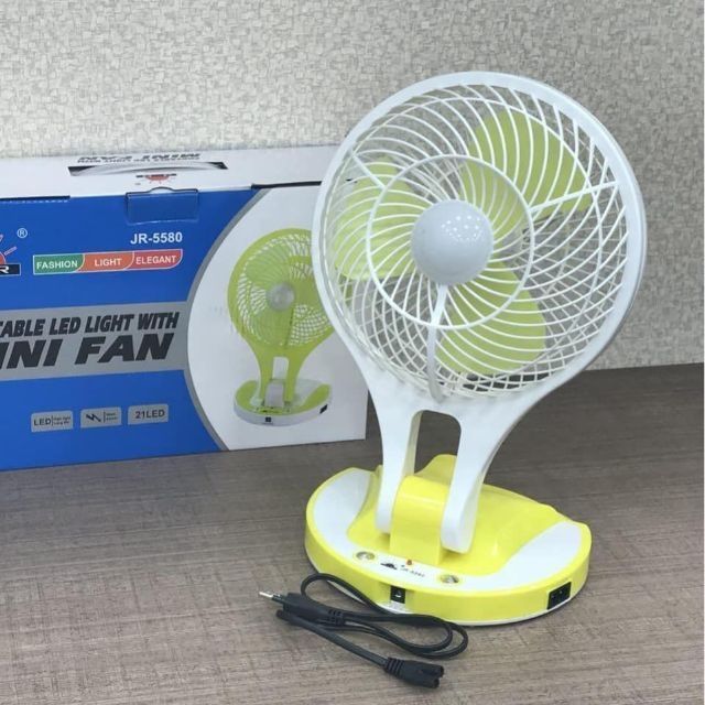 [Mã ELHA22 giảm 5% đơn 300K] Quạt Sạc Tích Điện Có Đèn Mini Fan JR-5580