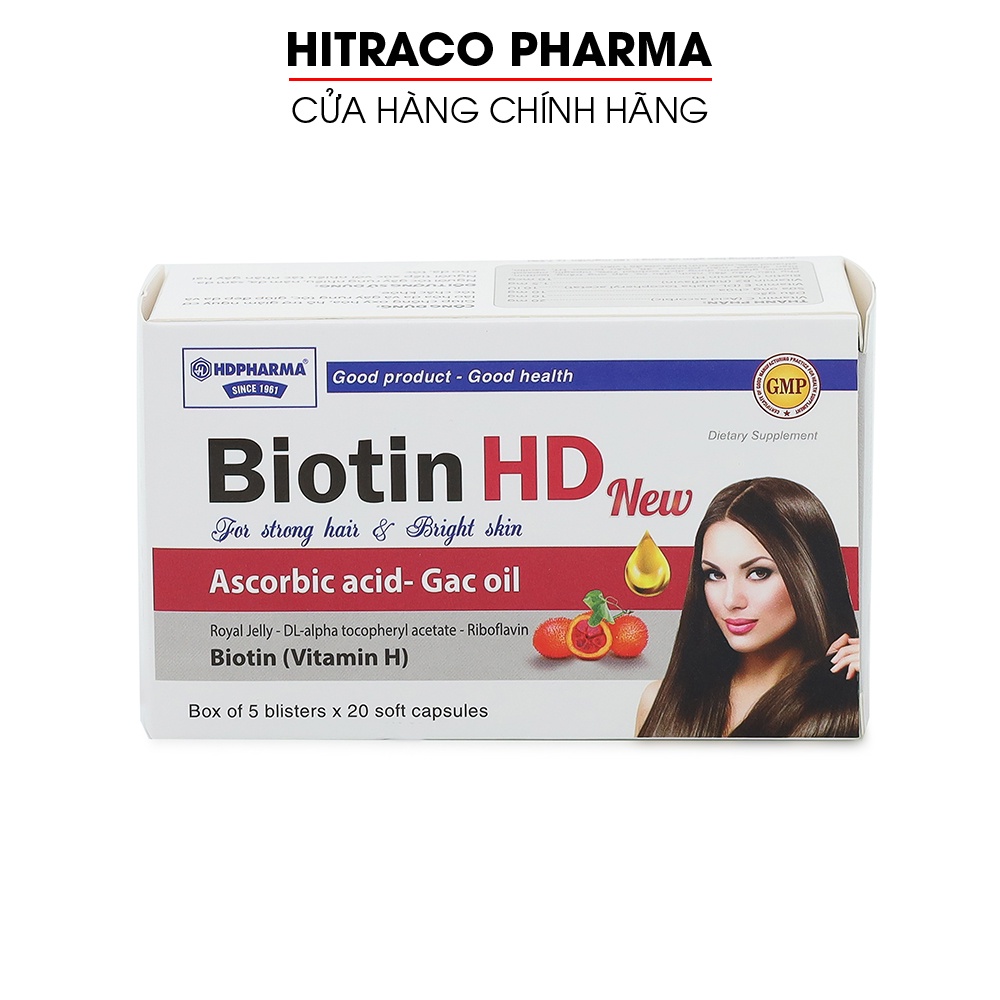 Viên uống Biotin HD cho mái tóc khỏe và làn da sáng - Hộp 100 viên [Biotin HD New]