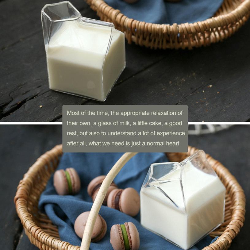 Cốc thủy tinh đựng cà phê hình hộp sữa độc đáo