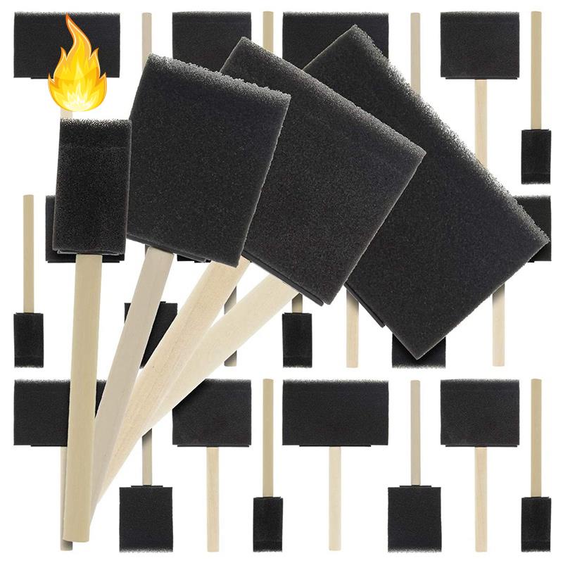 Set 20 Cọ Xốp Cán Gỗ Siêu Nhẹ Chất Lượng Cao Cho Sơn Acrylic