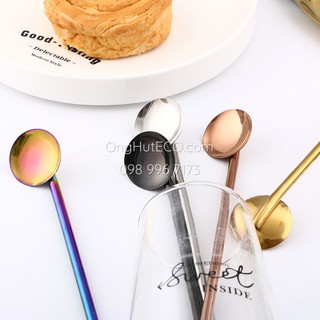 Ống Hút Muỗng Đầu Tròn Nhiều Màu (Tặng Kèm Cọ Rửa)