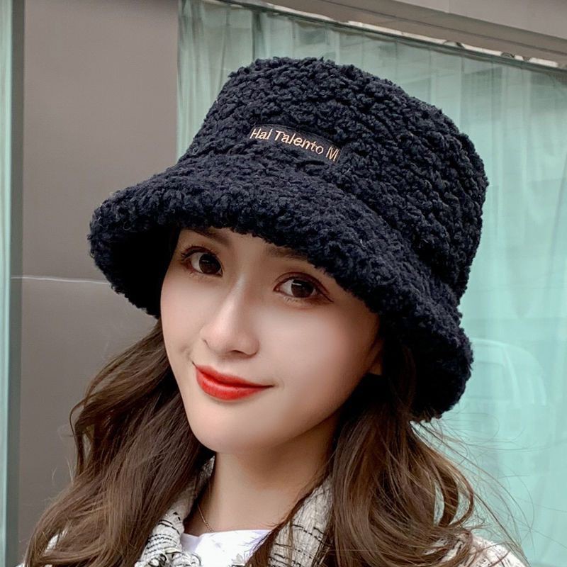 Mũ lông cừu bucket retro thời trang hàn quốc mũ lông cừu nữ mềm giữ ấm thu đông ulzzang