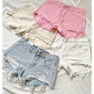  quần short jean rách lưng thấp 