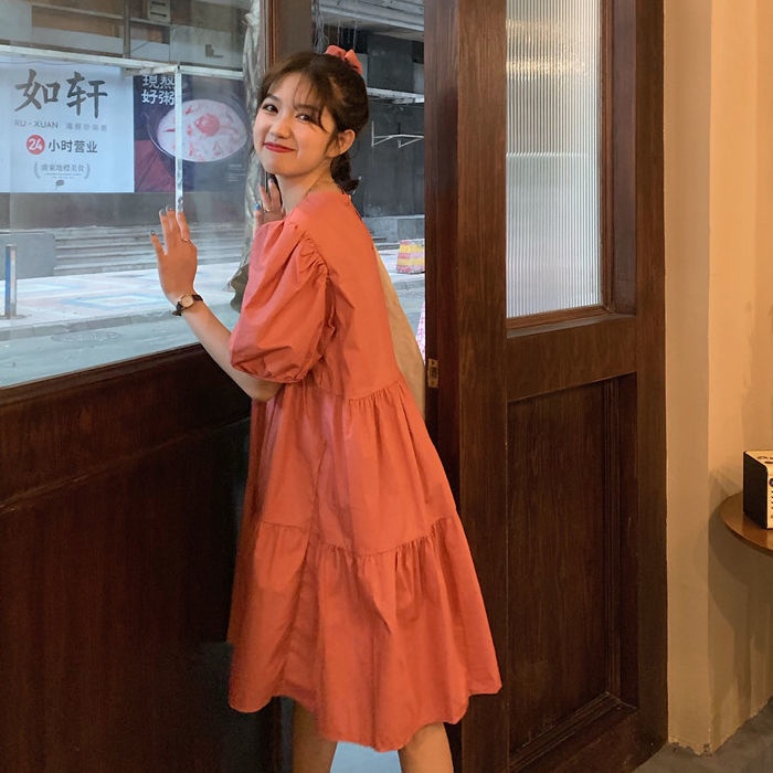Đầm Tầng Tay Ngắn Dáng Rộng Phong Cách Hàn Quốc Thời Trang Cho Nữ