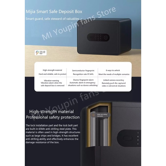 Két sắt điện tử Vân Tay thông minh Xiaomi Mijia Smart Safe Deposit Box