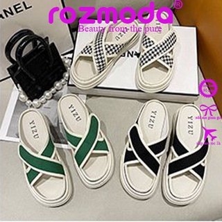 Dép sục nữ hở mũi 2 quai chéo đế cao 3 phân, dép xăng đan quai chéo thời trang giày sục nữ Rozmoda DSUC03
