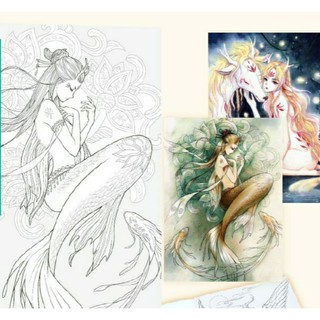 (Sẵn) Tổng hợp tập tô màu cổ trang Tư Mỹ Nhân, Hồng Lâu Mộng, Sơn Hải Kinh, Bách Yêu Hành