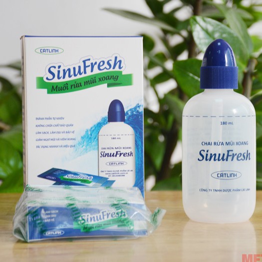 Bình rửa mũi xoang cát linh SinuFresh kèm 10 gói muối