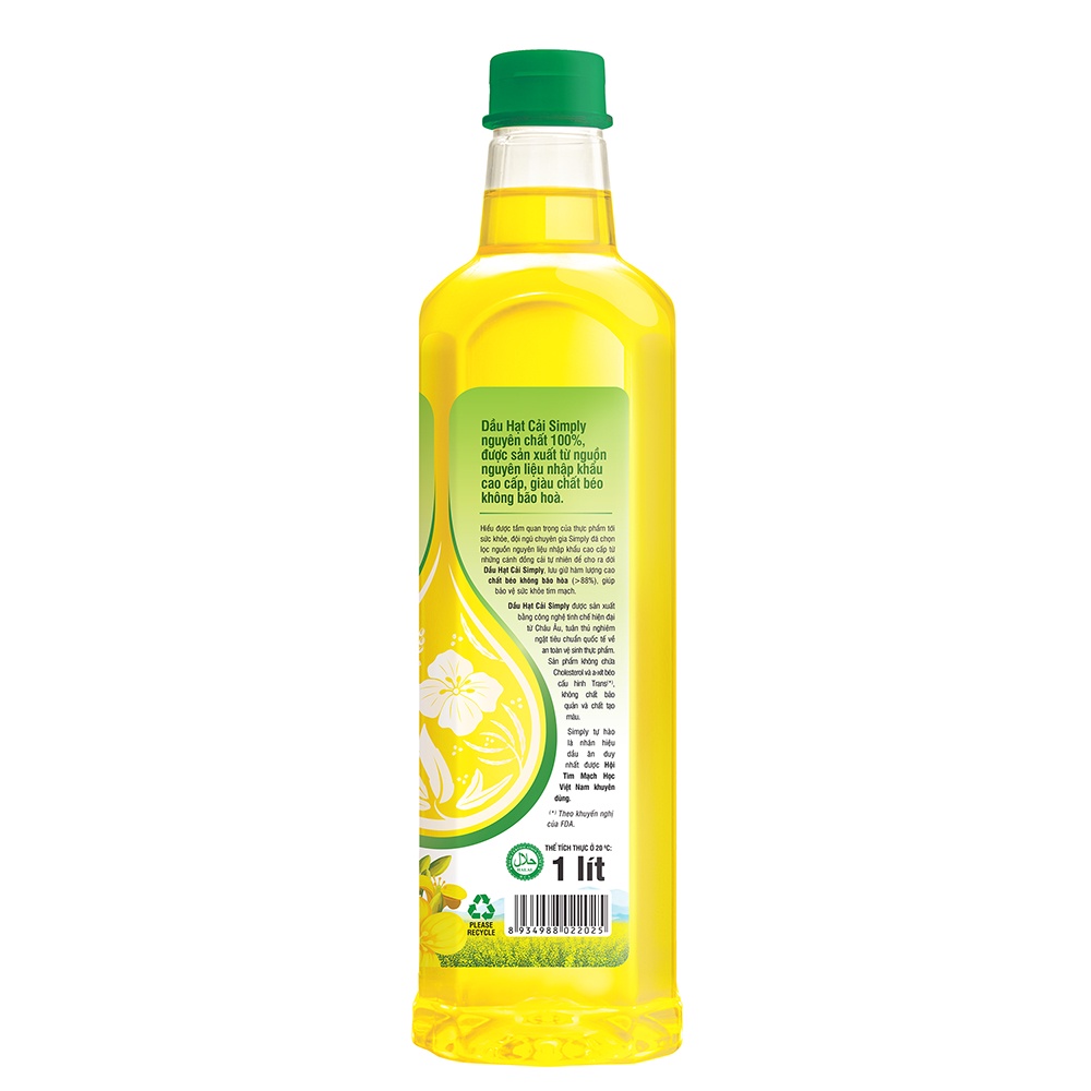 [Hỏa Tốc HCM] Thùng 12 chai Dầu hạt cải nhãn hiệu Simply 1L date mới nhất