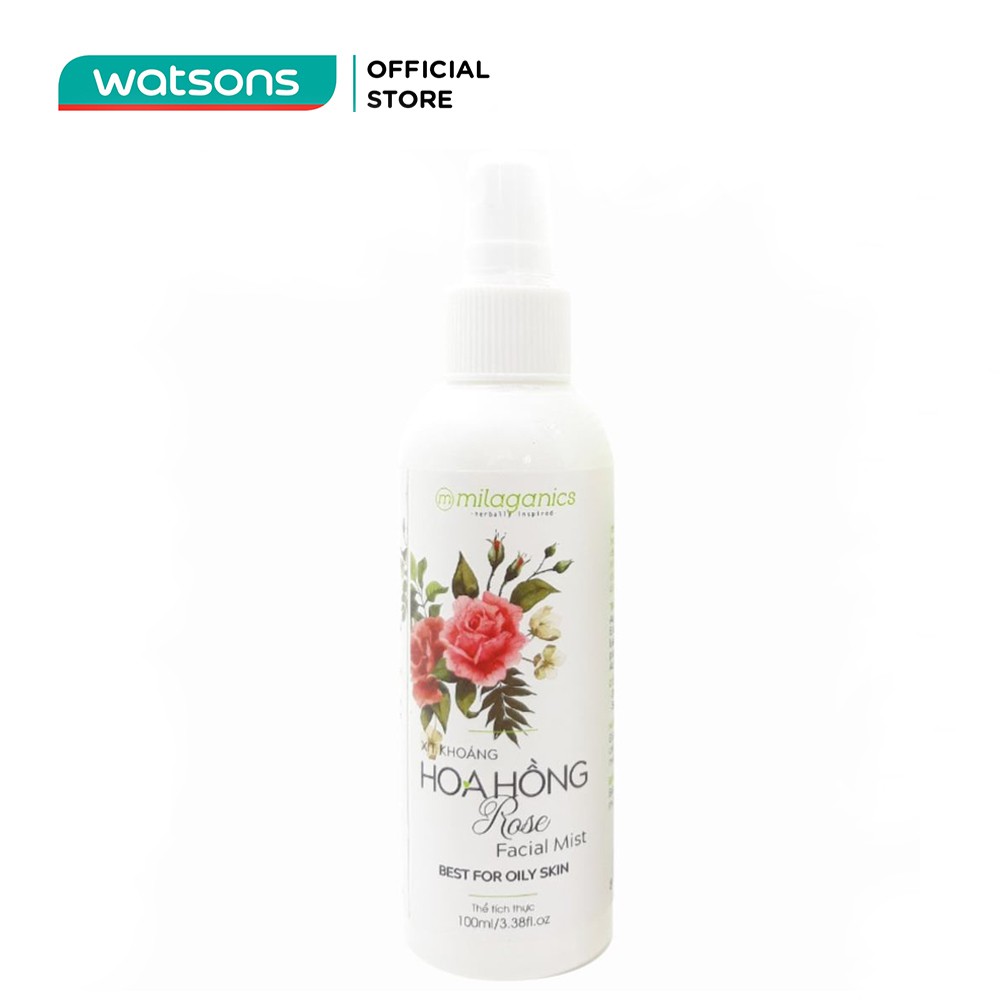 Xịt Khoáng Milaganics Facial Mist Rose Hoa Hồng Cấp Ẩm Kiềm Dầu 100ml