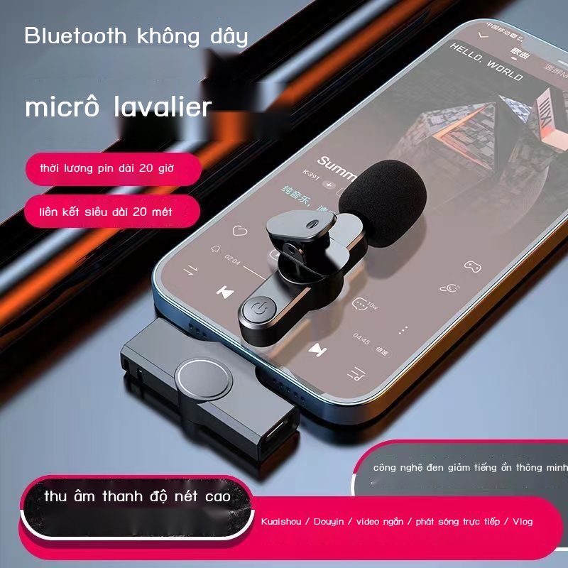 ◕Micrô không dây Lavalier giảm tiếng ồn rung tay nhanh lưới màu đỏ phát sóng trực tiếp chuyên dụng Apple Android phổ thô