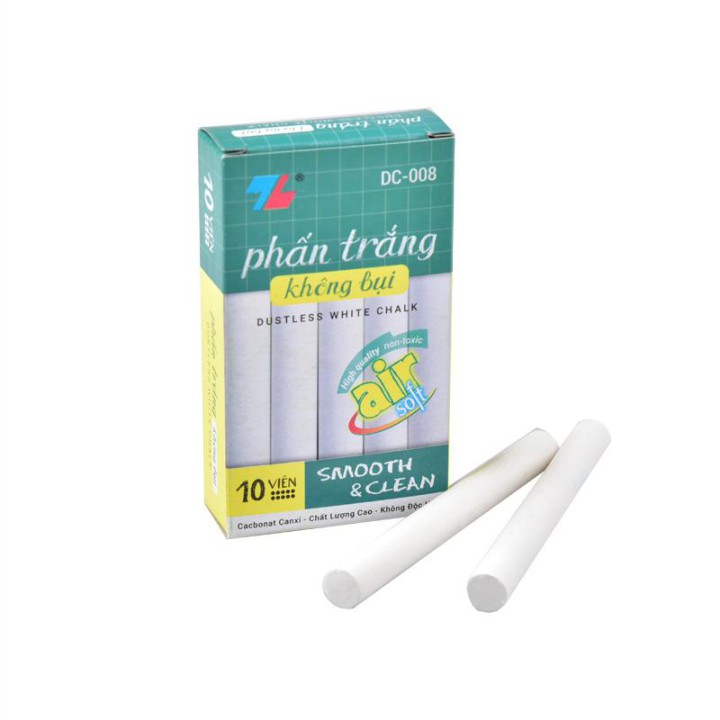 Phấn Trắng Không Bụi Thiên Long DC-008 - Phấn Viết Êm Trơn, Bám Bảng Đều Và Không Tạo Bụi Phấn.