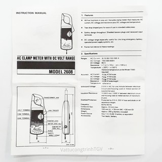 Đồng hồ kẹp dòng cơ 2608