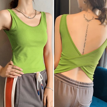 Áo Lót Thể Thao Hai Dây Màu Trơn Có Đệm Ngực Thời Trang Mùa Hè Dành Cho Nữ