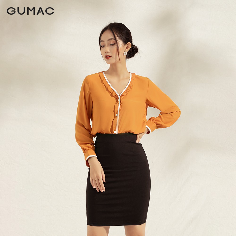 [Mã WABRGU72 giảm 10% tối đa 50k đơn 250k] Áo sơ mi nữ cổ viền trắng bèo GUMAC đồ công sở thanh lịch, đủ màu AA1119