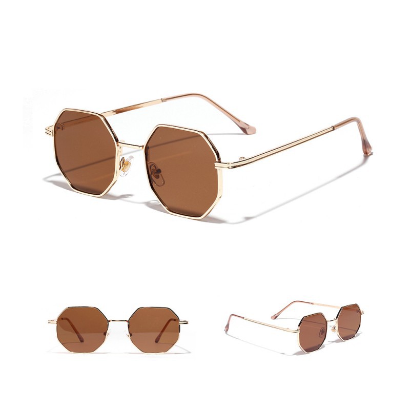 Kính Mát Nữ Gọng Kim Loại Tròn Đa Giác Cổ Điển