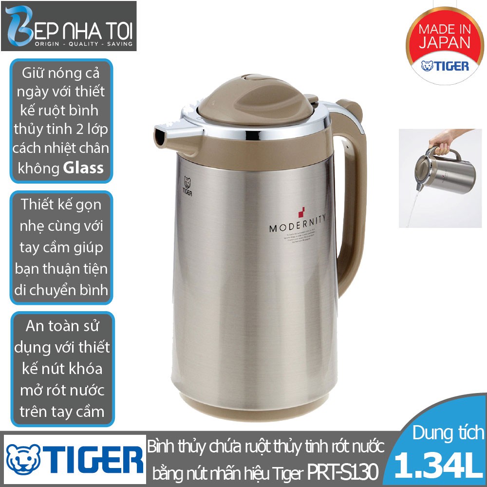 Bình thủy chứa ruột thủy tinh Tiger PRT-S130 (1.34L)